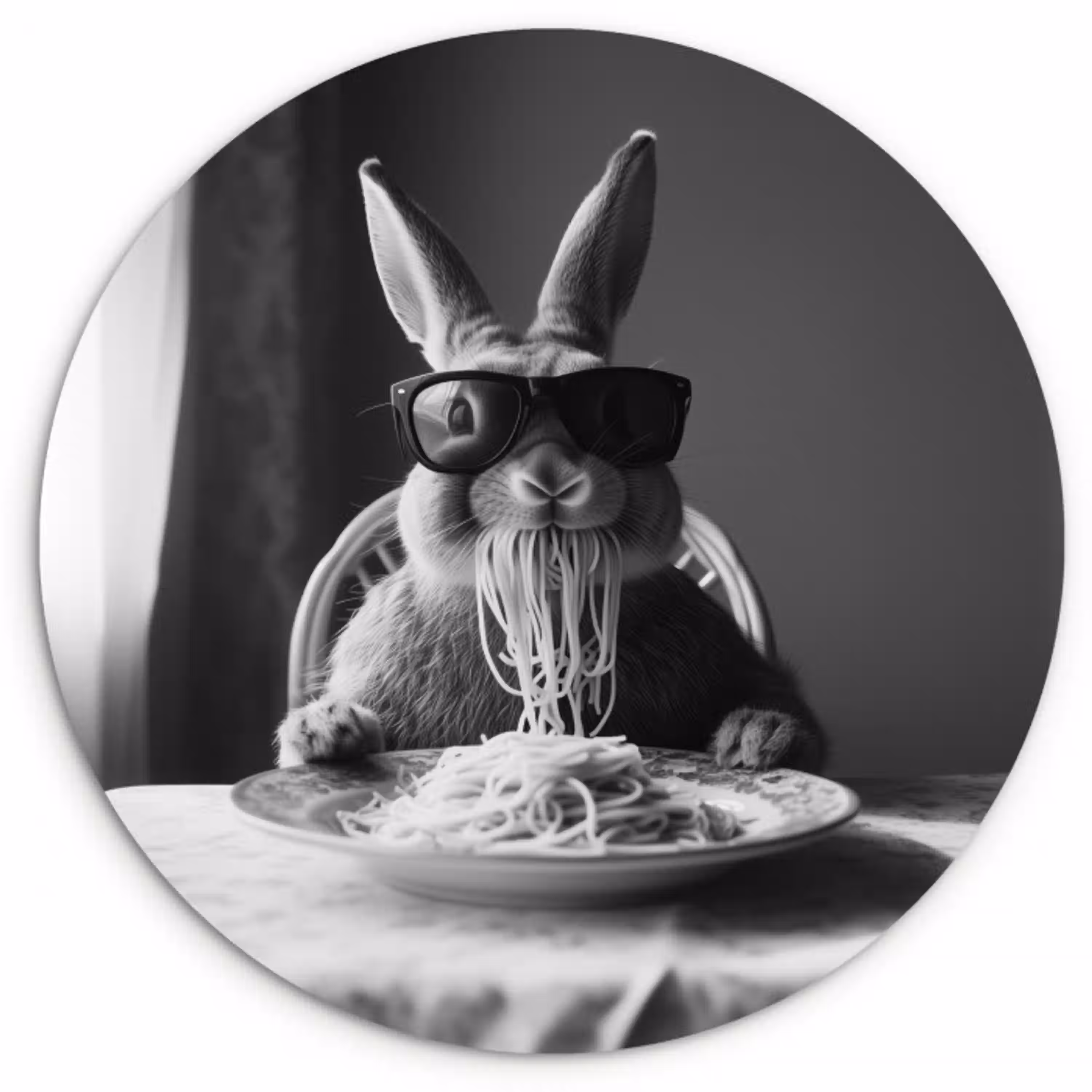 Konijn - Bunny - Zonnebril - Tafelkleed - Pasta - Schattig Wandcirkel plexiglas klein -3d