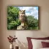 Uil - Boomstronk - Bos - Lucht Textielframe zwart klein -sfeer1