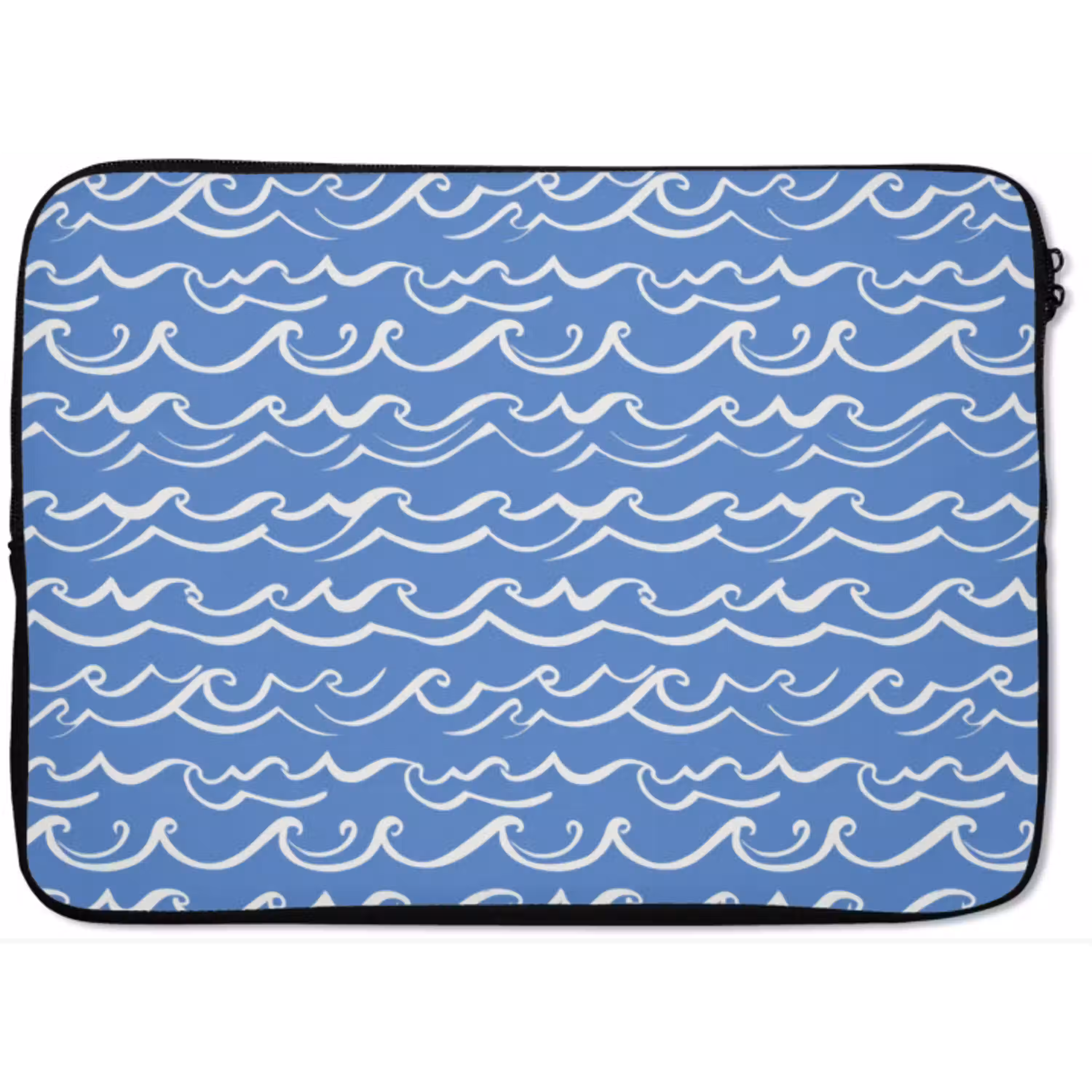 Blauw - Wit - Simpel - Getekend - Golven laptophoes neopreen klein 279 -zkaufland3dotto