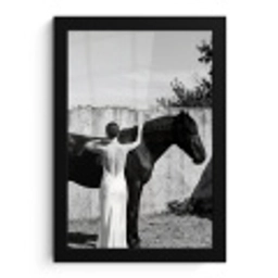 Vrouw - Paard - Artistiek fotolijst zwart zonder passe partout klein -3d