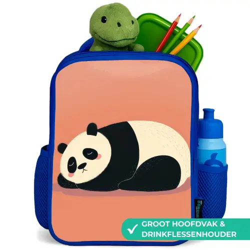 Panda - Slaap - Oranje Kinderrugzak - Blauw middel -inhoud_NL