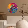 Kameleon - Tak - Gestreept - Bladeren Wandcirkel behangsticker klein -sfeer1