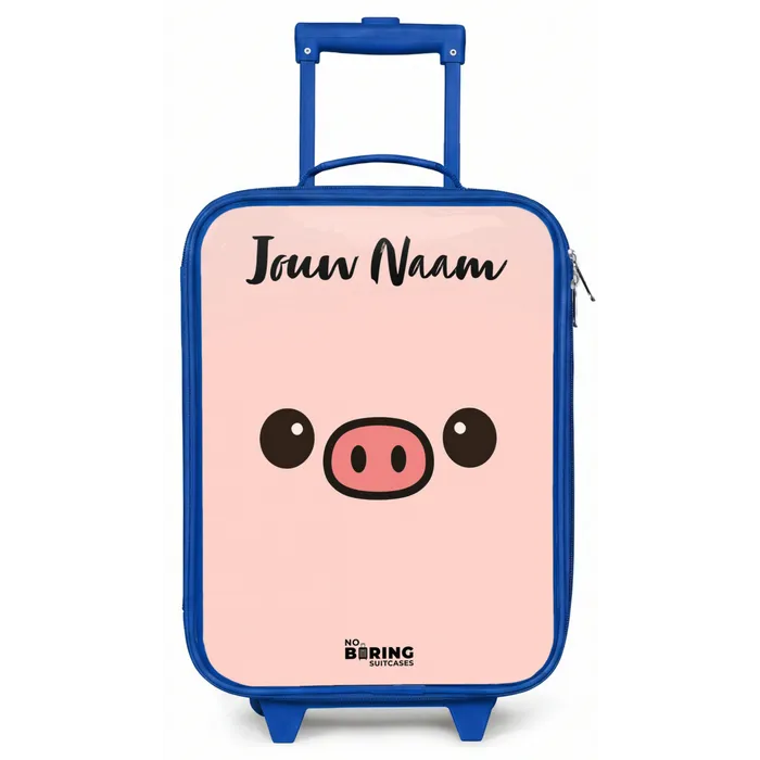 Kawai - Varken - Roze Kinderkoffer - Blauw klein -zz3dotto