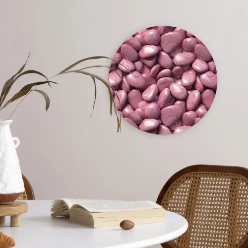 Roze - Glanzende - Stenen Wandcirkel kunststof plaat 5mm dik klein 188 -sfeer4