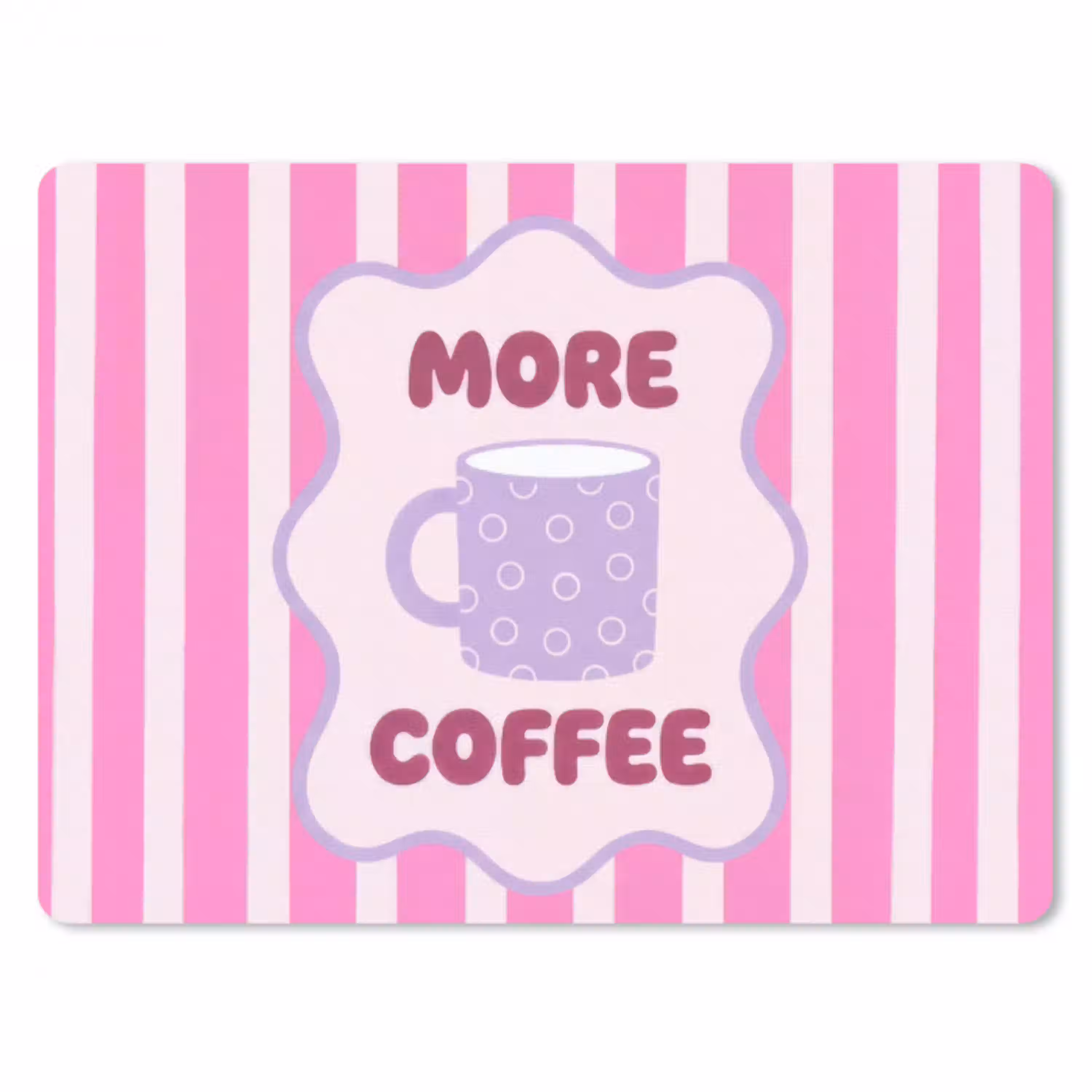 More coffee - Roze - Paars - Strepen - Mok muismat rubber klein -3d