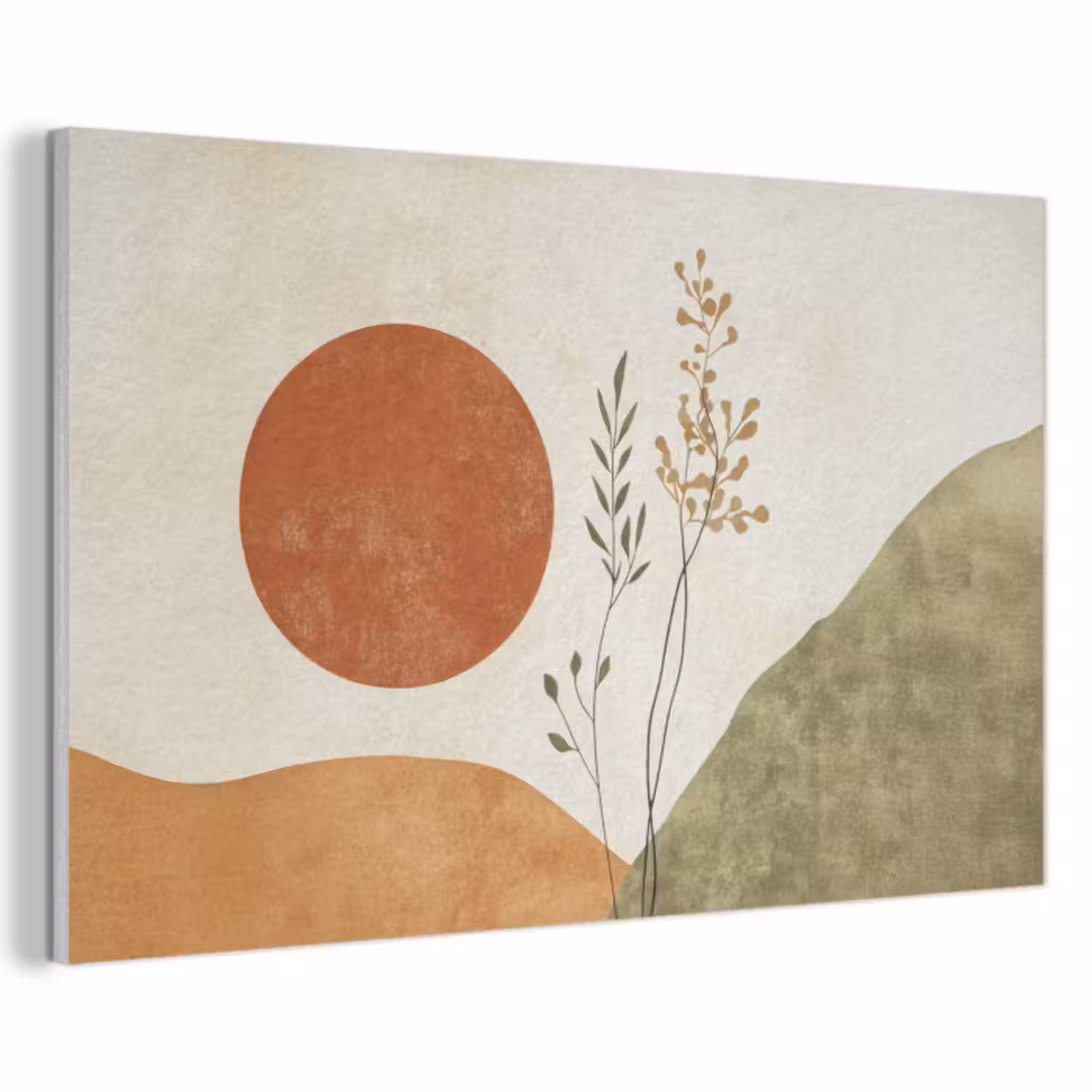Akoestisch schilderij - Zon - Abstract - Takken - Oranje