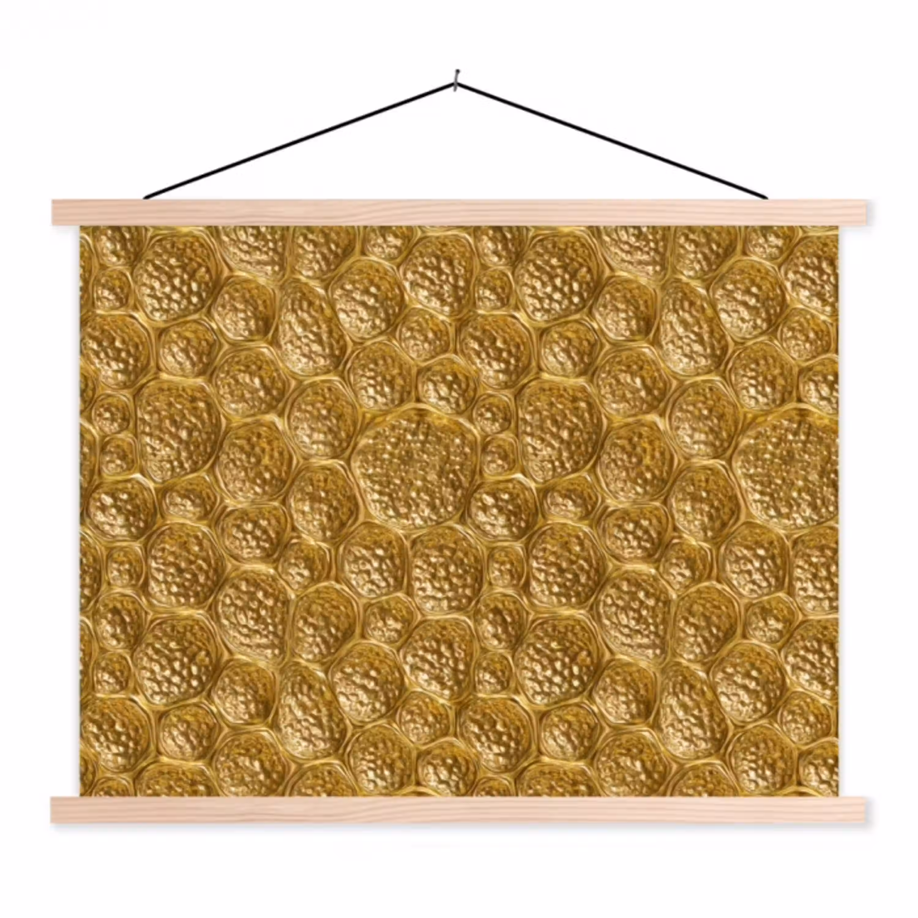 Gehamerd - Mozaïek - Antiek - Goud textielposter latten blank klein 122 -3d