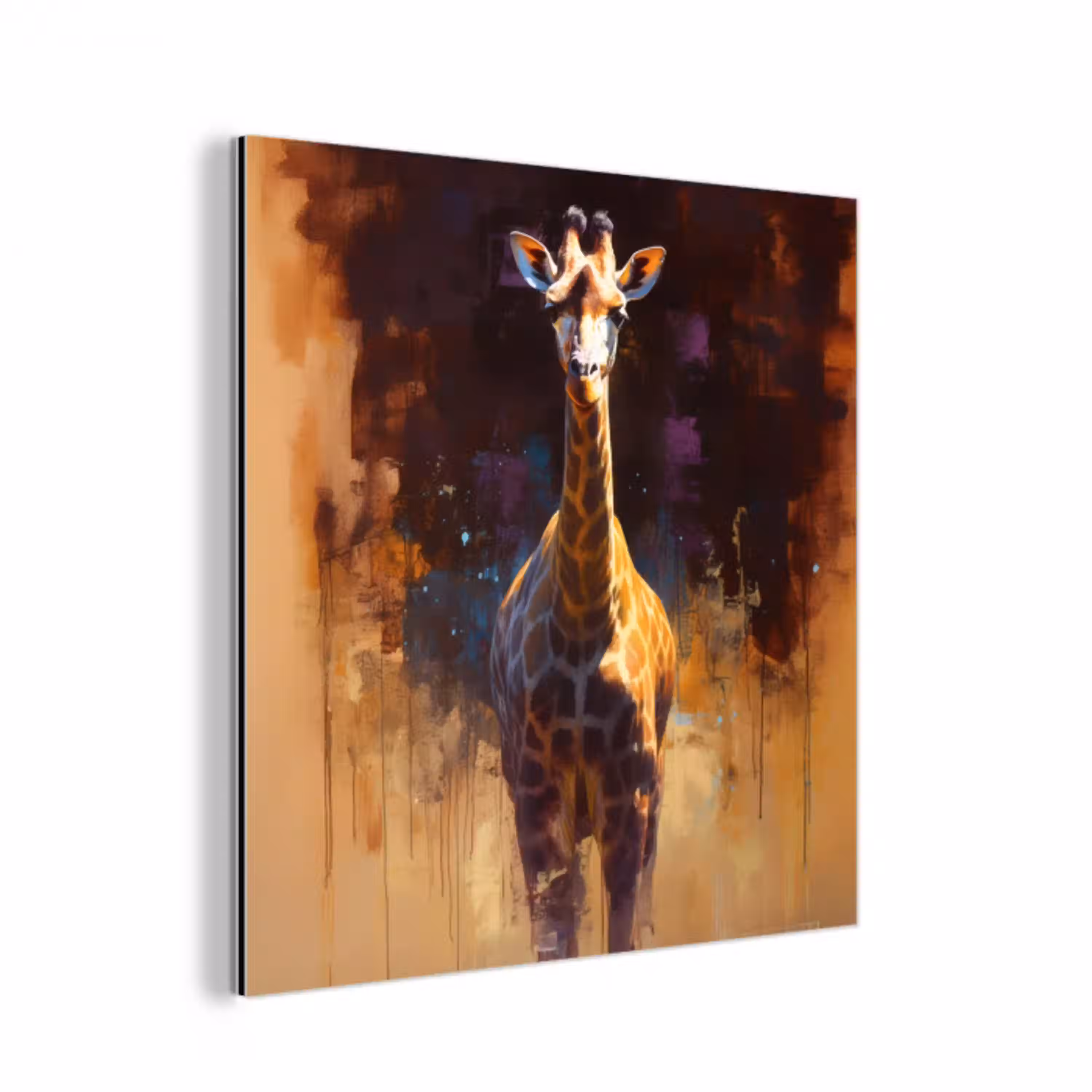 Giraf - Bruin - Abstract - Geschilderd aluminium wit klein -3d