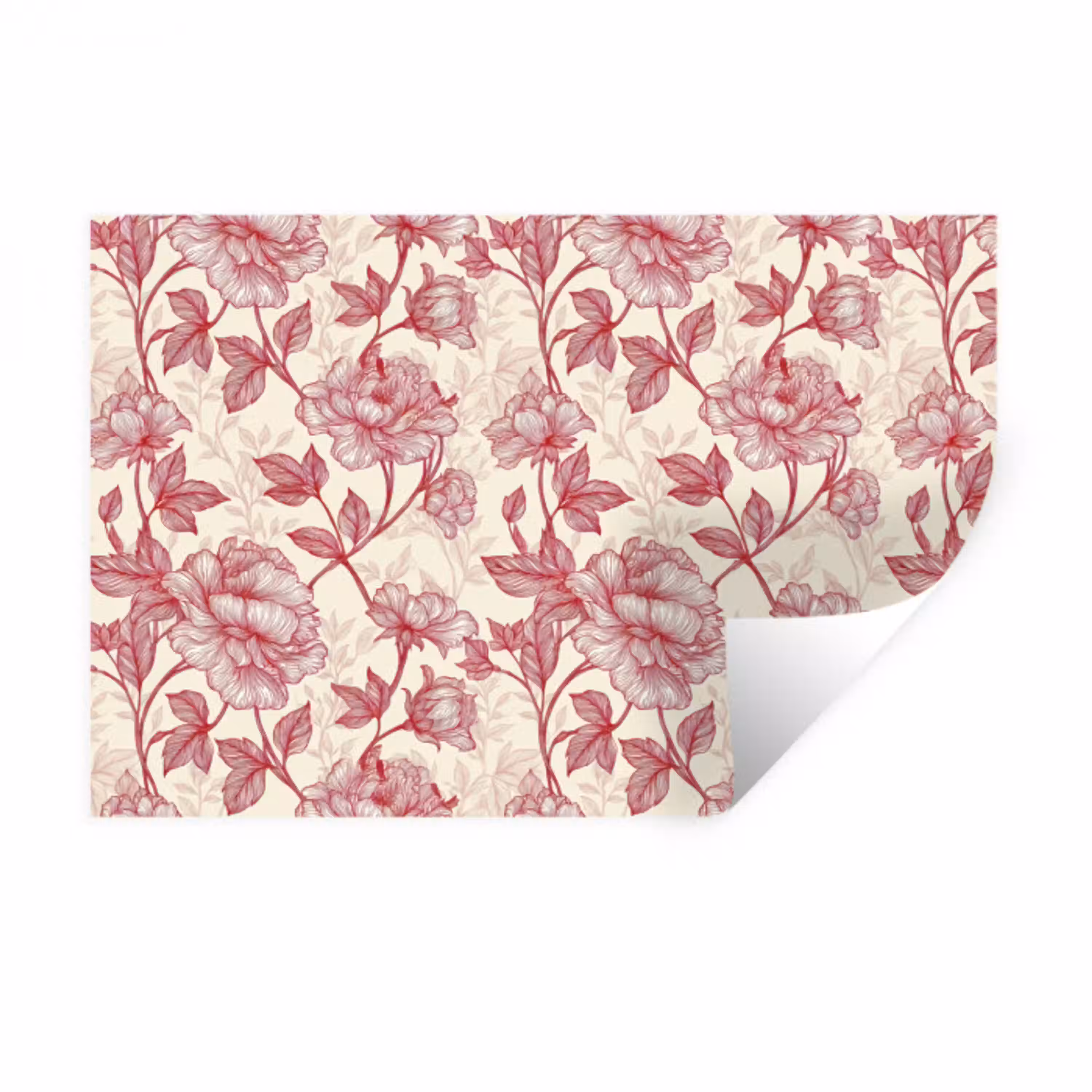 Pioenrozen - Modern -  Rood Muursticker klein 286 -3d