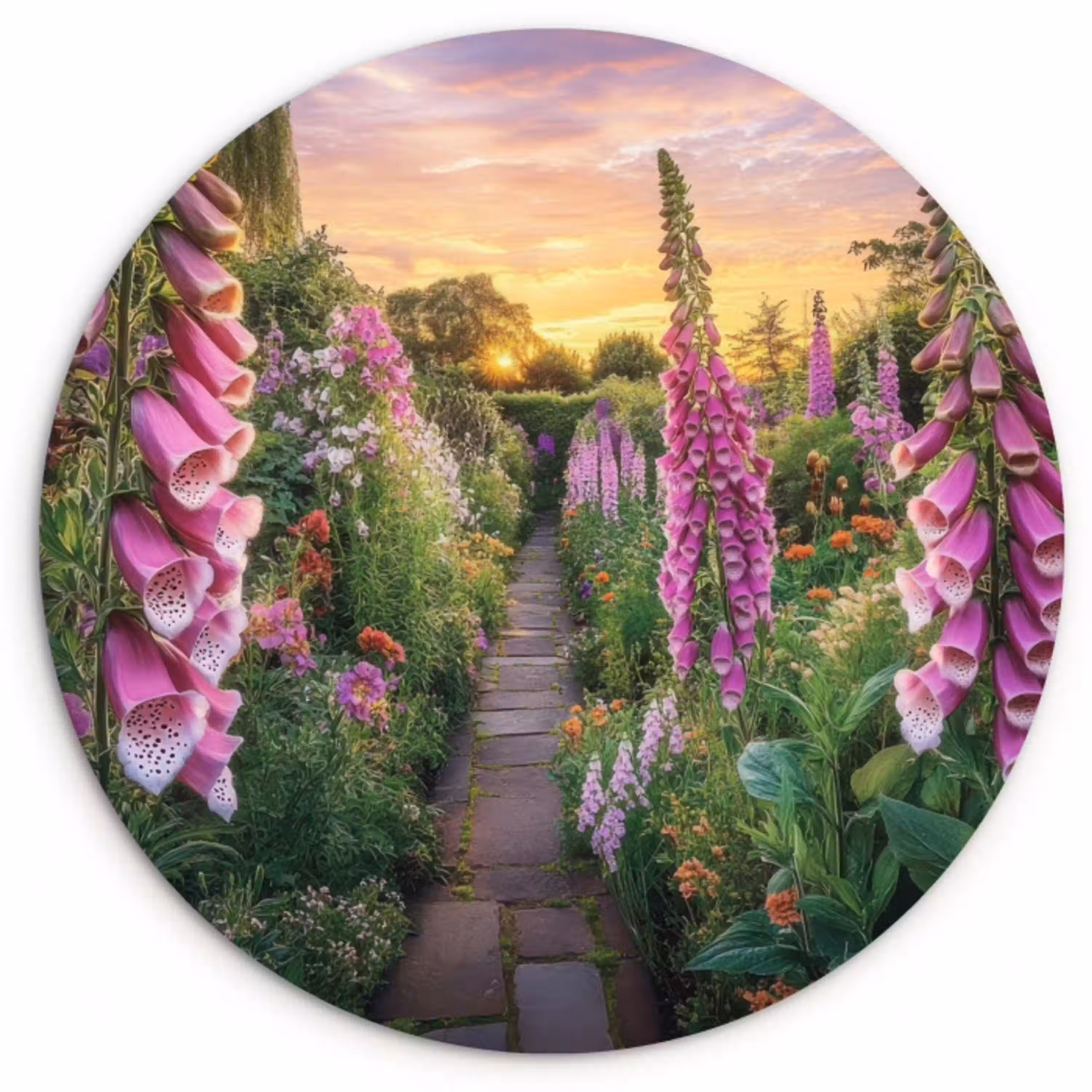 Vingerhoedskruid - Bloemen - Tuin Wandcirkel kunststof plaat 5mm dik klein -3d