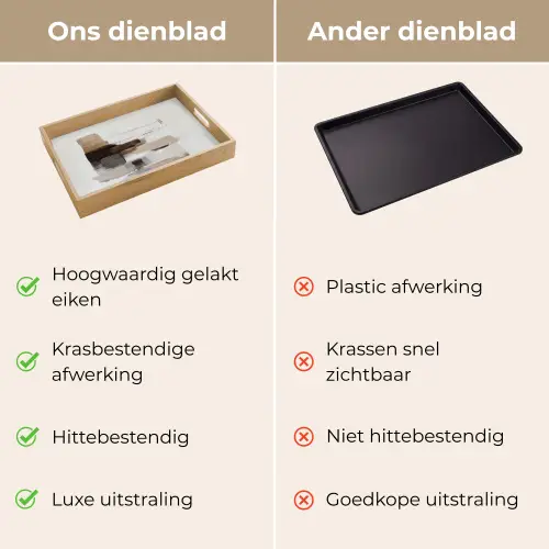 Penseelstreken - Balans - Beige - Bruin Dienblad Rechthoek middel -USP_VergelijkingNL