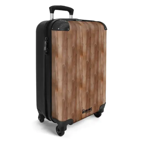 Roodbruin met hout structuur NBS - Handbagage koffer - Volwassenen Unisex middel -productfoto_3d