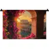 Colosseum - Rome - Roze Bloemen Wandkleed katoen klein -zz3d
