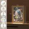 Meisje met de parel - Johannes Vermeer - Bloemen Light Box met kabel (Tafellamp) klein -USP_NL