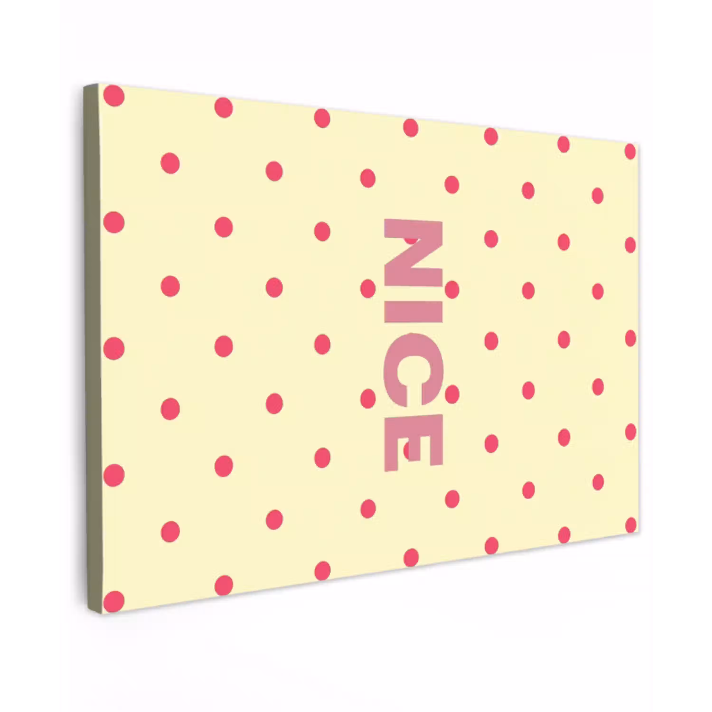 Nice - Stippen - Roze - Geel Tuinposter op houten frame 2 cm dik klein -3d