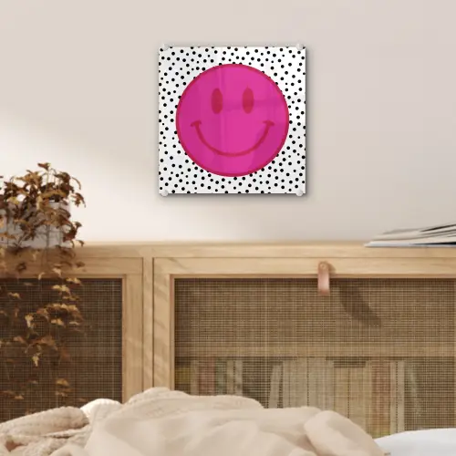 Smiley - Roze - Stippen plexiglas 5mm klein -sfeer4