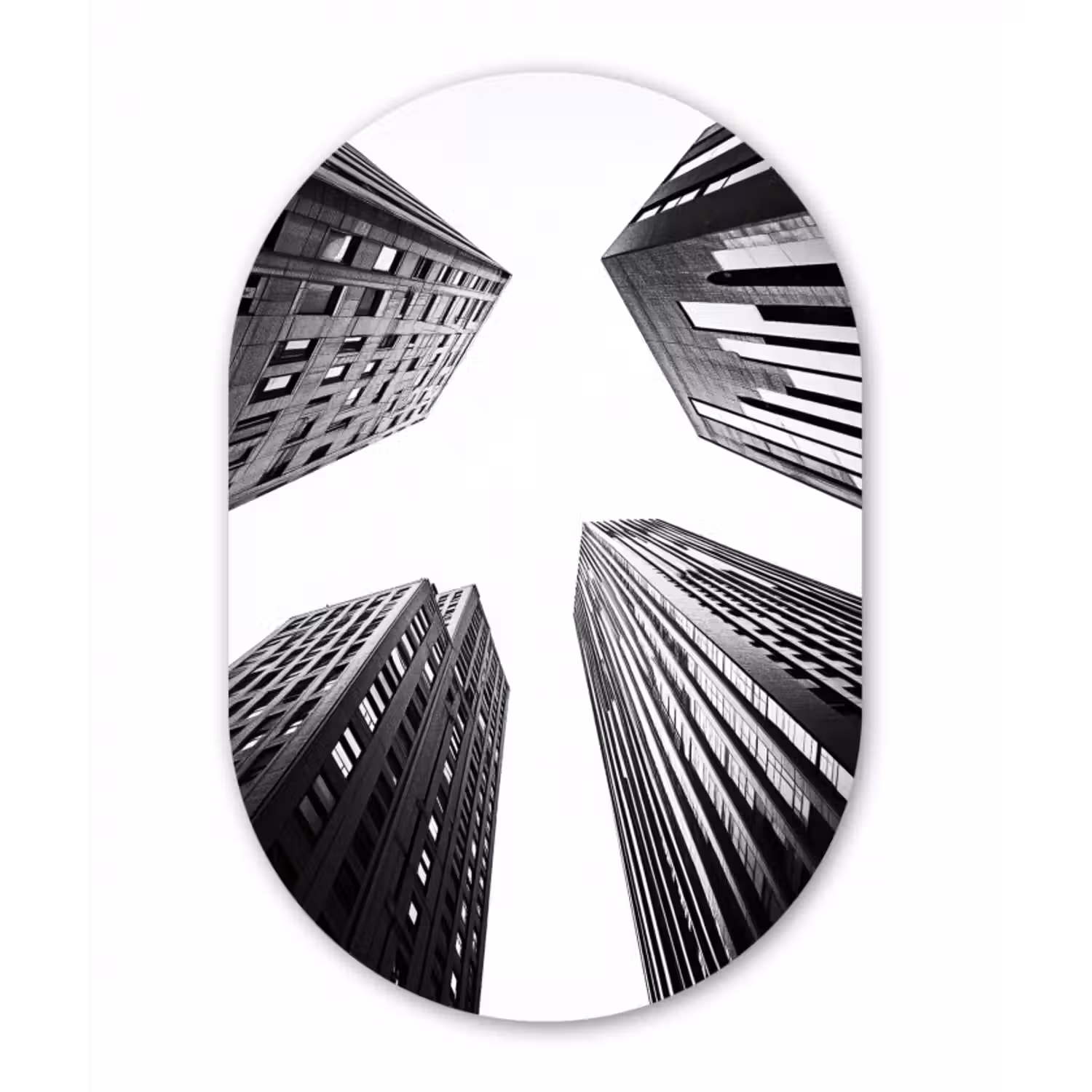 Glasbild Oval - Gebäude - Himmel - Schwarz