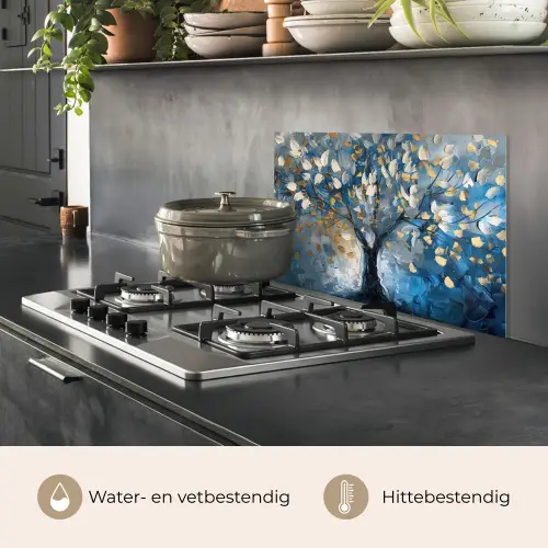 Boom - Blauw - Goud - Abstract keuken achterwand spatscherm klein -usp_NL
