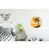 Illustratie - Palmboom - Zon - Heuvels Wandcirkel aluminium klein -kinderkamer