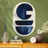 Vormen - Blauw - Abstract Wandcirkel Ovaal Glas middel -sfeer2