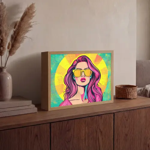 Zonnebril - Vrouw - Zonnig - Geel Light Box met batterij (Wandlamp) middel -sfeer2