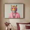 Tijger - Strik - Jasje - Roze Textielframe zwart klein -sfeer1