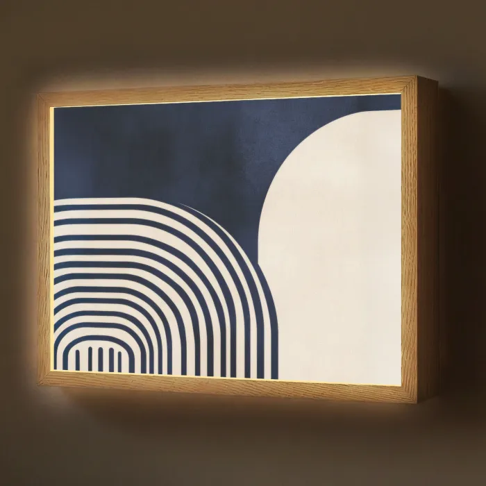 Donkerblauw - Abstract - Lijnen Light Box met batterij (Wandlamp) middel -z3d_website