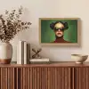 Vrouw - Groen - Bril - Aesthetic - Modern Light Box met kabel (Tafellamp) klein -sfeer2
