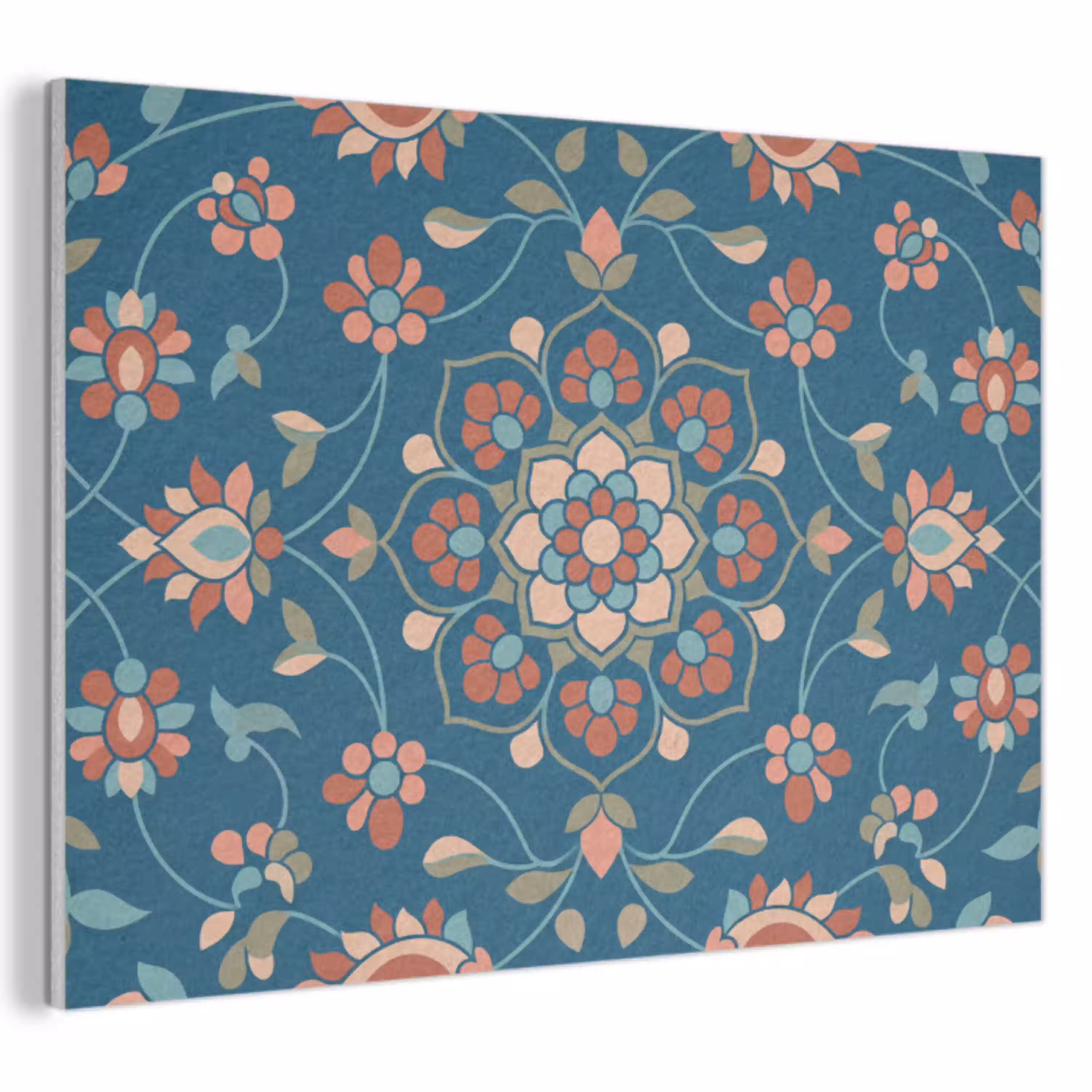 Bloemen - Patroon - Natuur - Ornament - Blauw PET vilt klein -3d