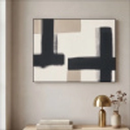 Zwart - Abstract - Japandi Textielframe zwart klein -sfeer2