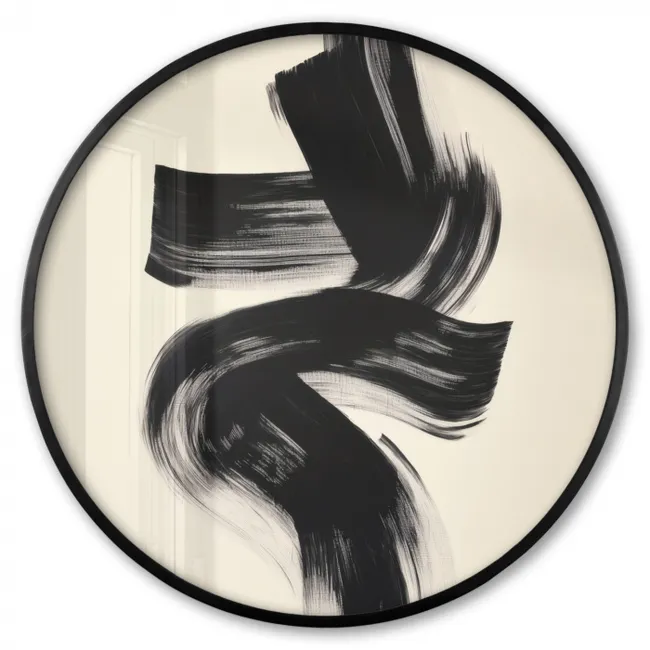 Photo Frame Round - Stripes - Black - Abstract