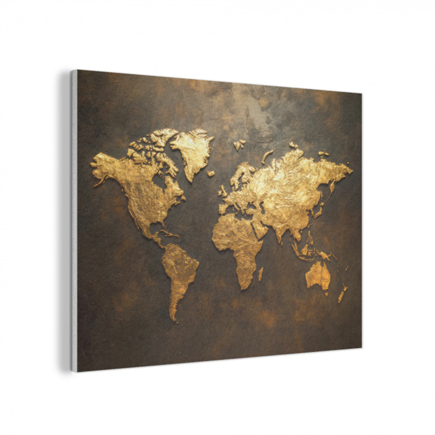 Wereldkaart - Goud - Roest PET vilt klein -3d