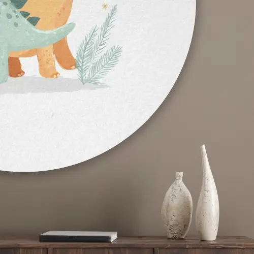 Planten - Sterren - Dinosaurussen - Oranje Akoestische PET Vilt - Rond klein -sfeer5_closeup