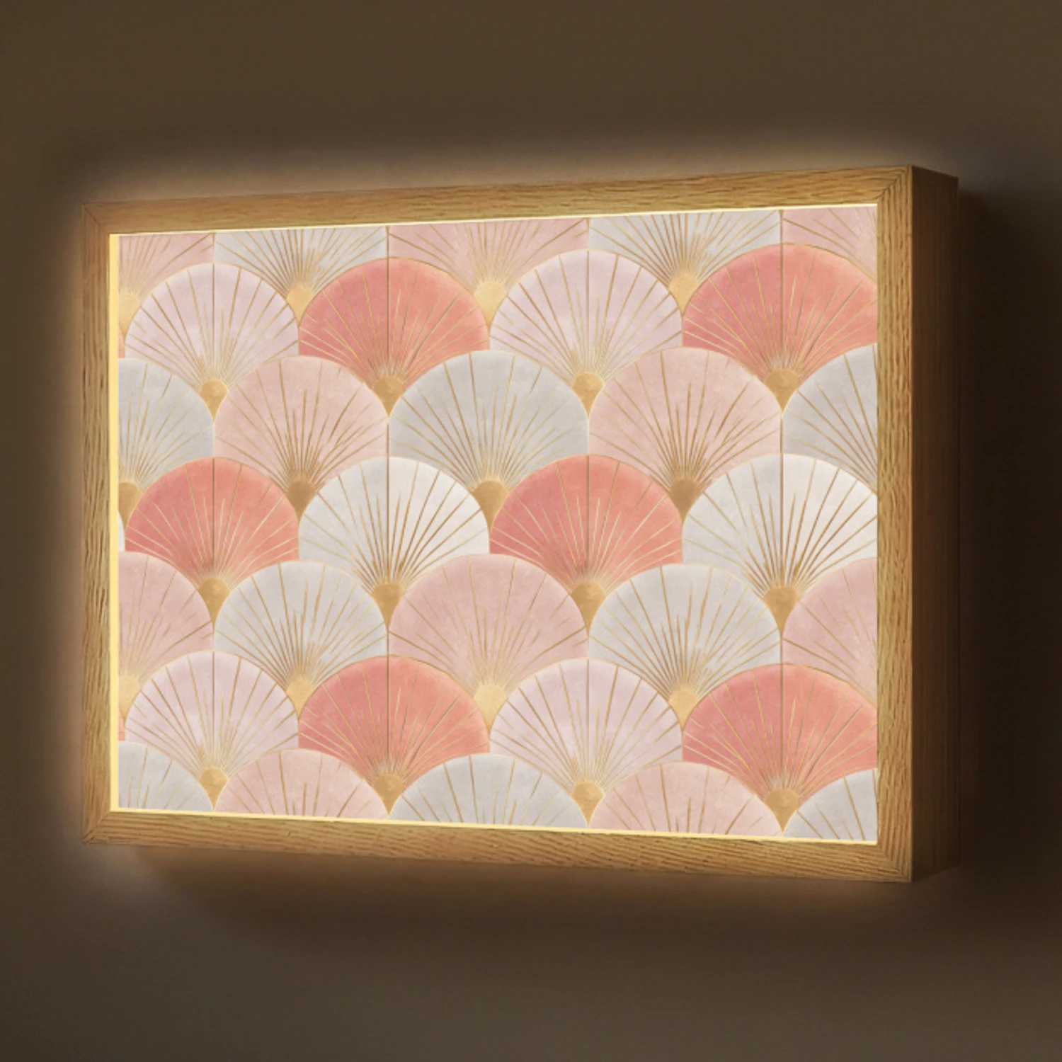 Waaiers - Goud - Roze Light Box met batterij (Wandlamp) middel 907 -z3d_website
