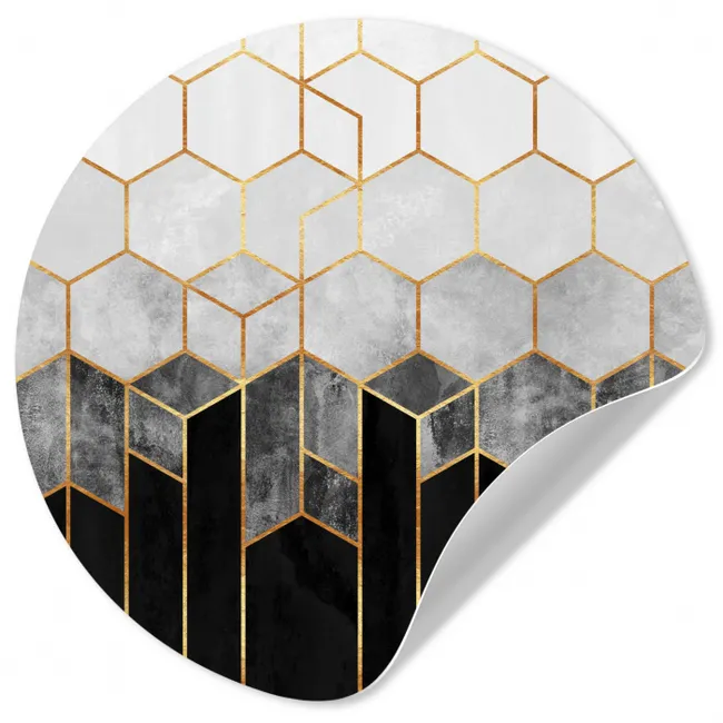 Goud - Hexagon - Chic - Patronen - Luxe Wandcirkel behangsticker klein -3d