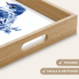 Vogel - Delfts blauw - Illustratie - Bloemen Dienblad Rechthoek middel -USP_HandgreepFR