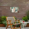 Retro - Blauw - Vrouw Tuinposter op houten frame 2 cm dik klein -sfeer3