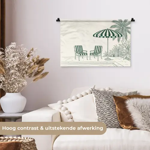 Terras - Illustratie - Groen Wandkleed katoen klein -sfeer1