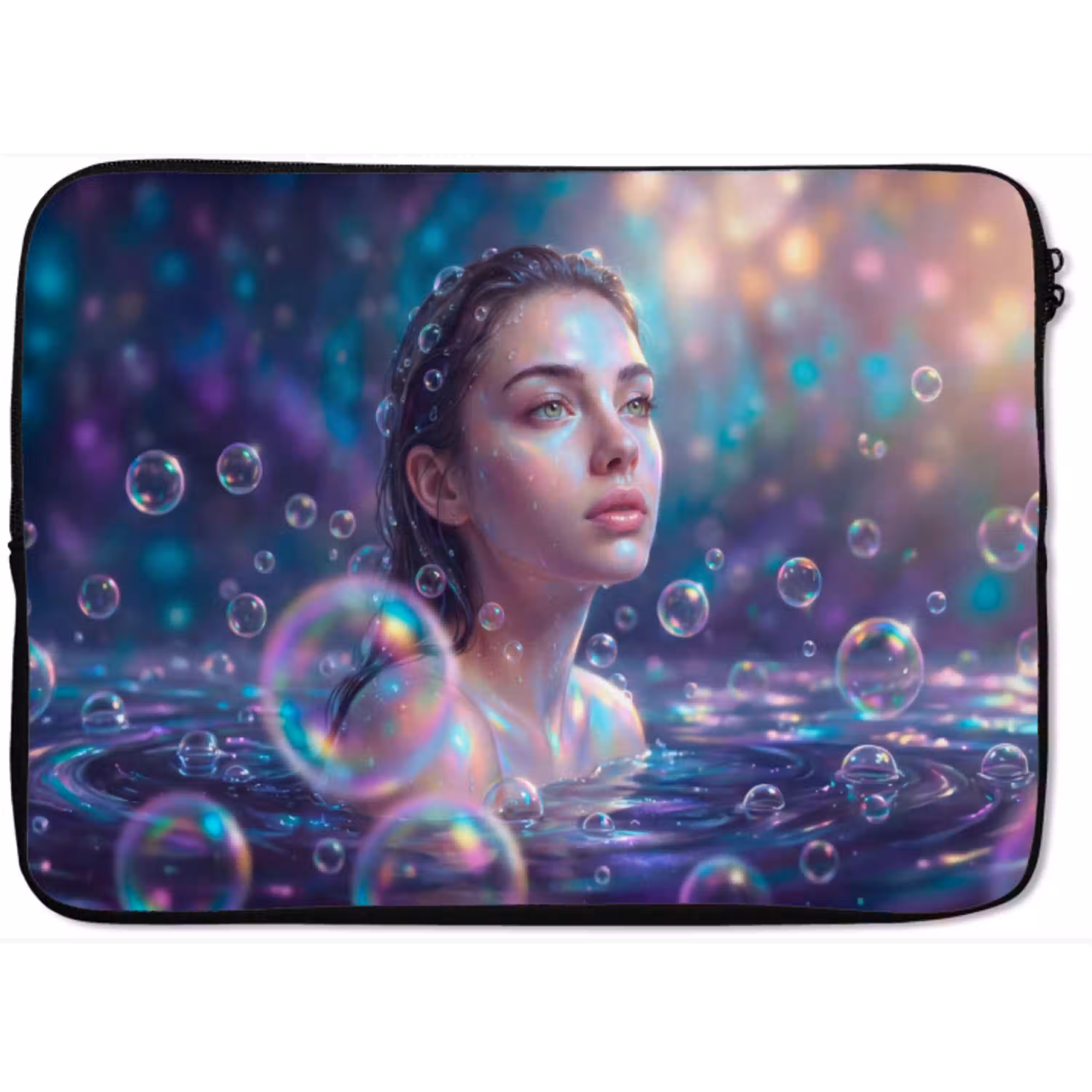 Vrouw - Water - Portret - Kleurrijk - Modern laptophoes neopreen klein -zkaufland3dotto