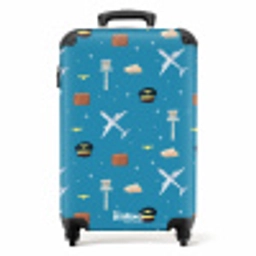 Luchtvaartthema met vliegtuigen op blauwe achtergrond NBS - Handbagage koffer - Kinderen Unisex middel -productfoto_recht