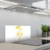 Lijntekening - Bloemen - Geel - Vaas keuken achterwand spatscherm klein -3d_schuin