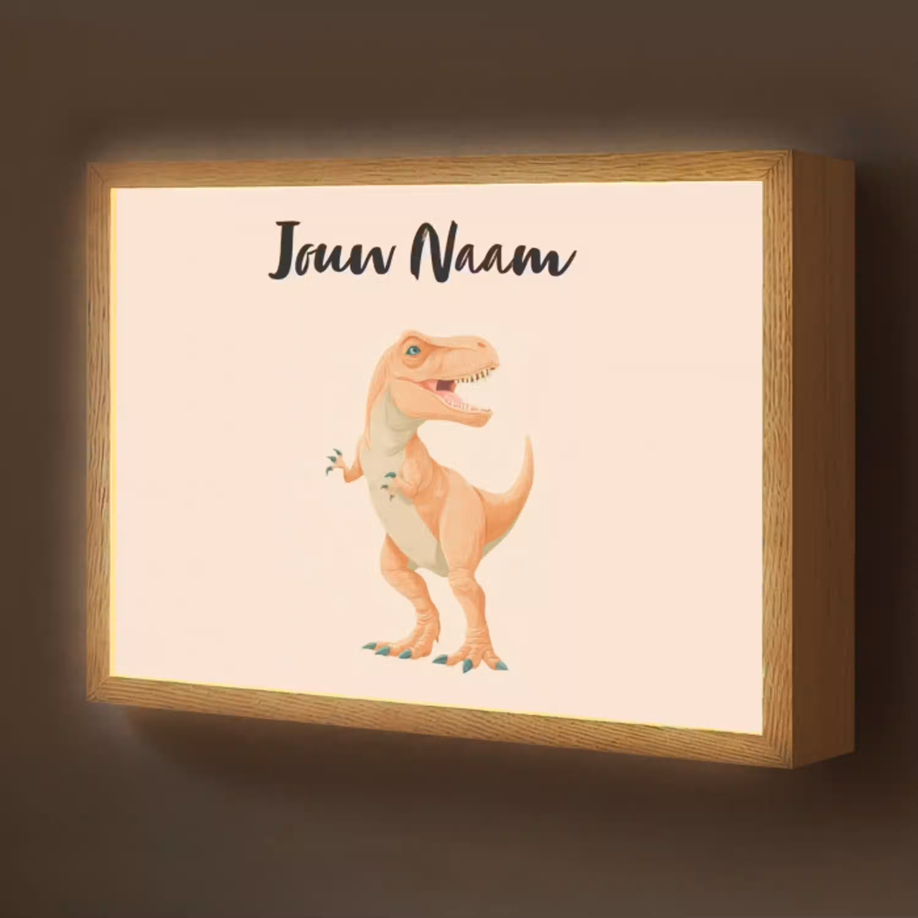 Dino - T-Rex - Oranje Light Box met batterij (Wandlamp kind) middel -z3d_website