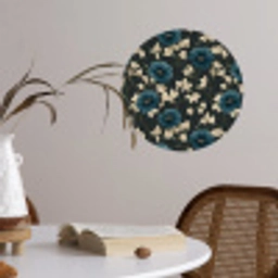 Botanisch - Bloemen - Blauw Wandcirkel behangsticker klein 186 -sfeer3