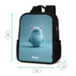 Blauw pluizig monster met hoorns Rugzak - Zwart middel -productfoto_formaten