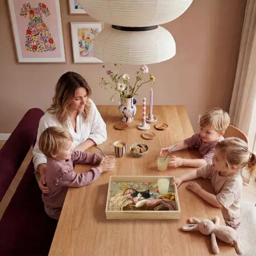 Kat - Bloemenprint - Rieten mand Dienblad Rechthoek middel -sfeer4