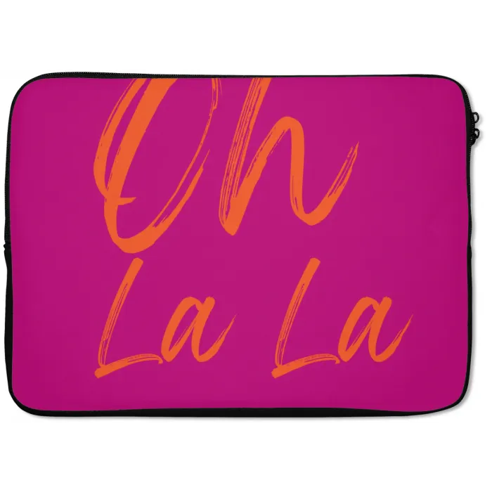Oh la la - Oranje - Roze laptophoes neopreen klein -zkaufland3dotto
