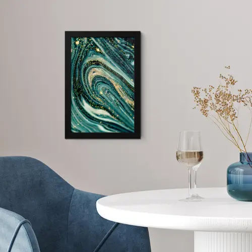 Marmerlook - Luxe - Goud - Turquoise - Glitter fotolijst zwart zonder passe partout klein -sfeer4