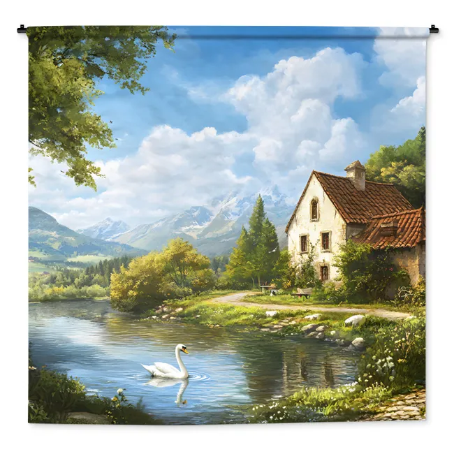 Wandkleed - Zwaan - Bomen - Rust