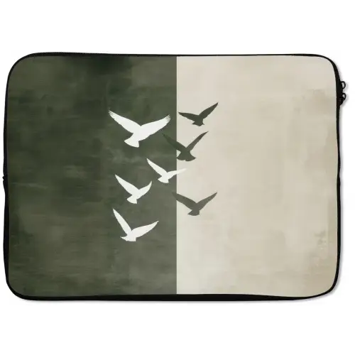 Japandi - Vogel - Groen laptophoes neopreen klein -zkaufland3dotto