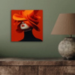 Oranje - Hoed - Vrouw aluminium wit klein -sfeer2
